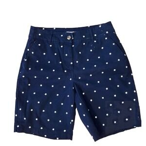 Kim Rogers Bermuda Shorts Navy Size 8 Stars Patriotic Fourth Of July